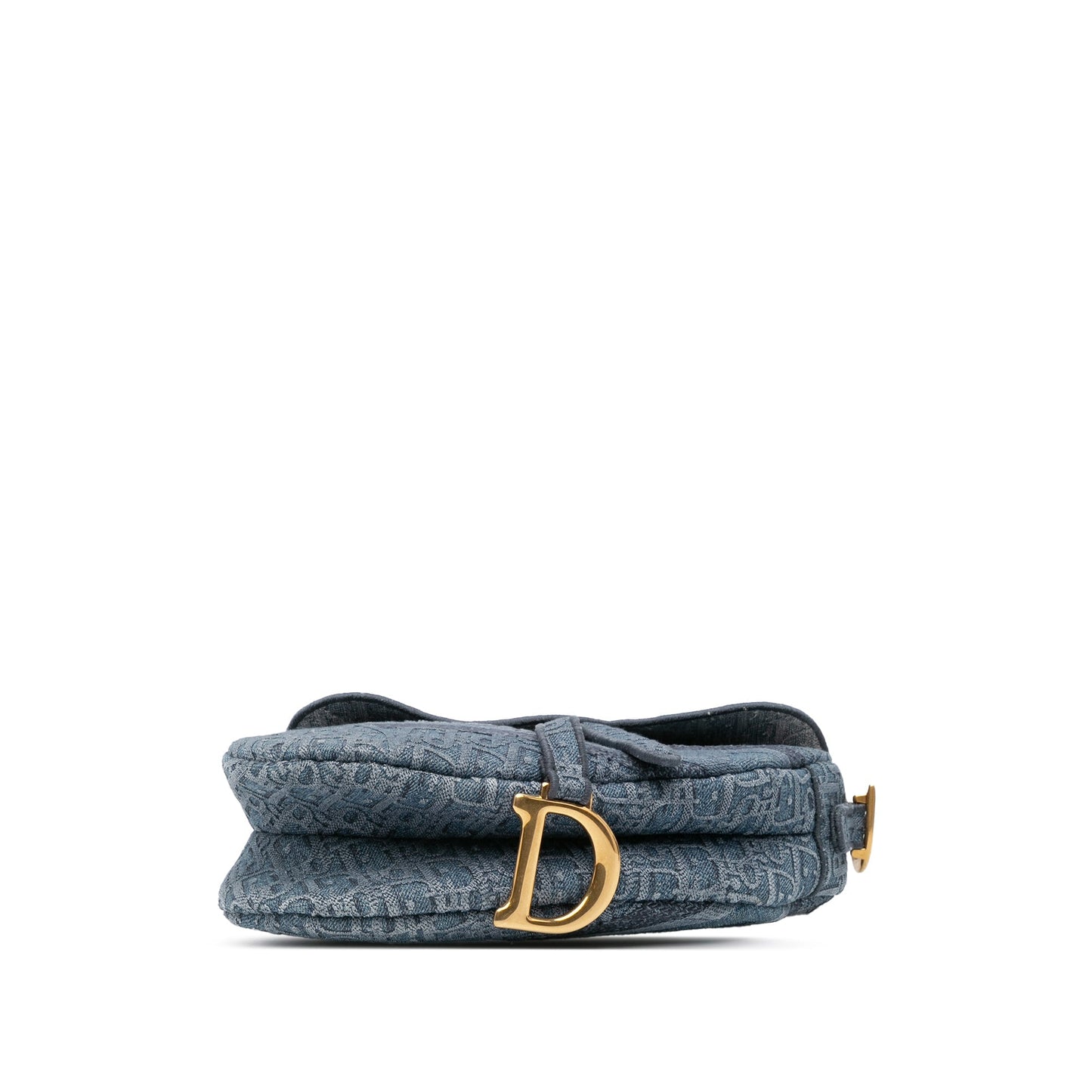 Dior Oblique Embroidered Denim Saddle Bag Blue