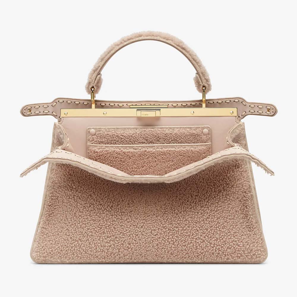 PEEKABOO ISEEU LARGE Pink Sheepskin Bag