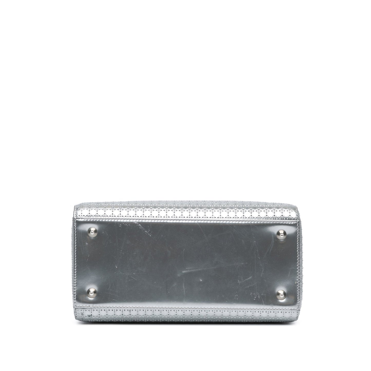 Dior Medium Metallic Patent Microcannage Lady Dior Silver