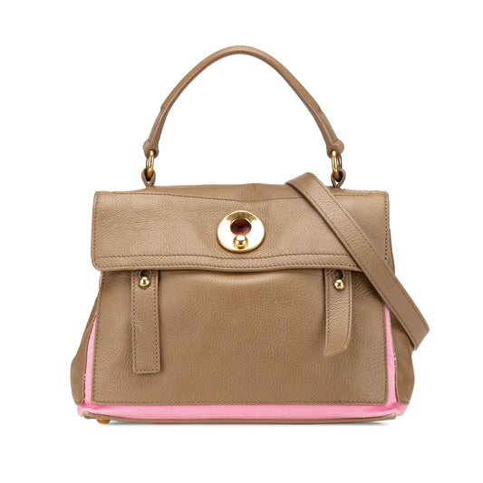 Yves Saint Laurent Small Leather Muse Two Satchel Brown