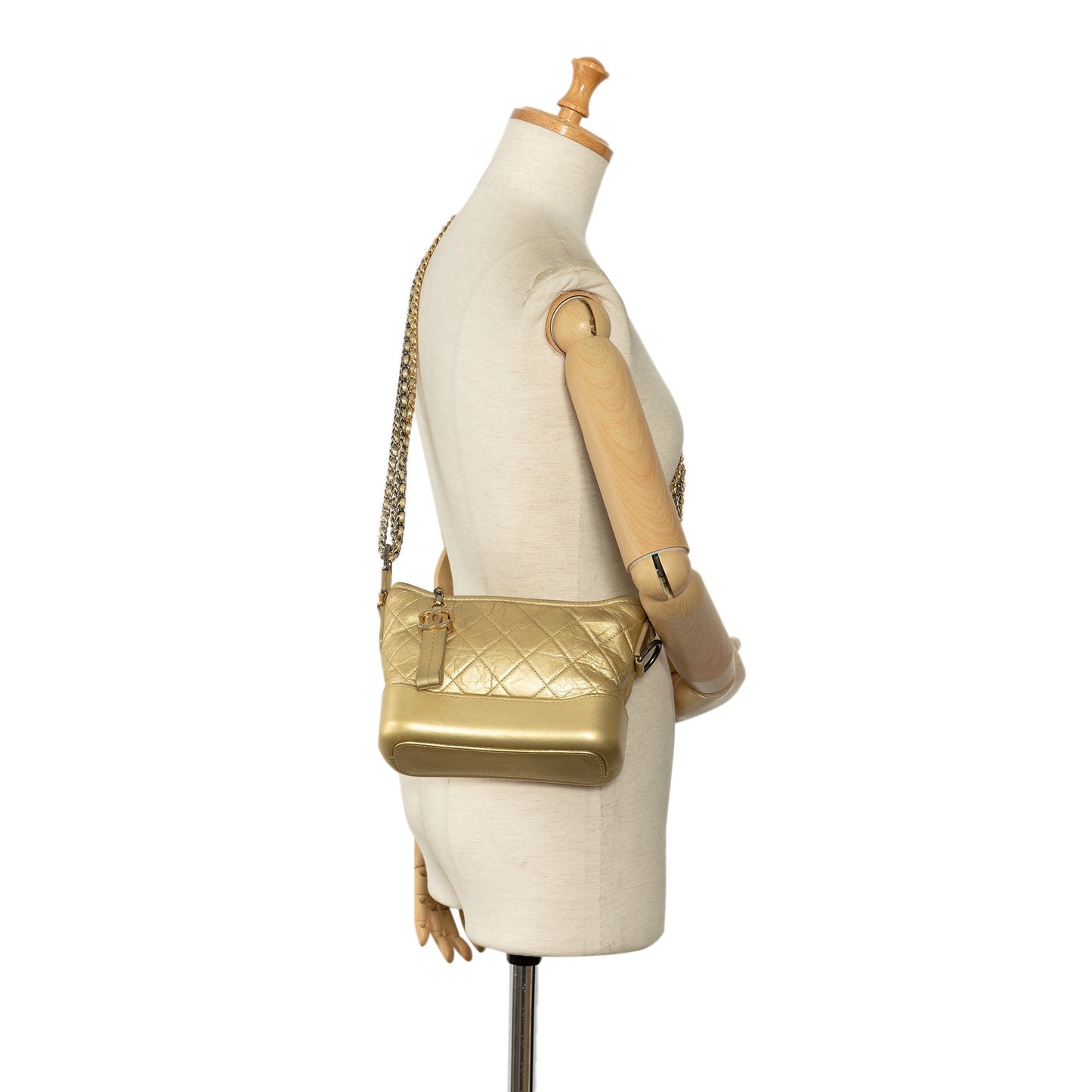 Chanel Small Metallic Lambskin Gabrielle Crossbody Gold