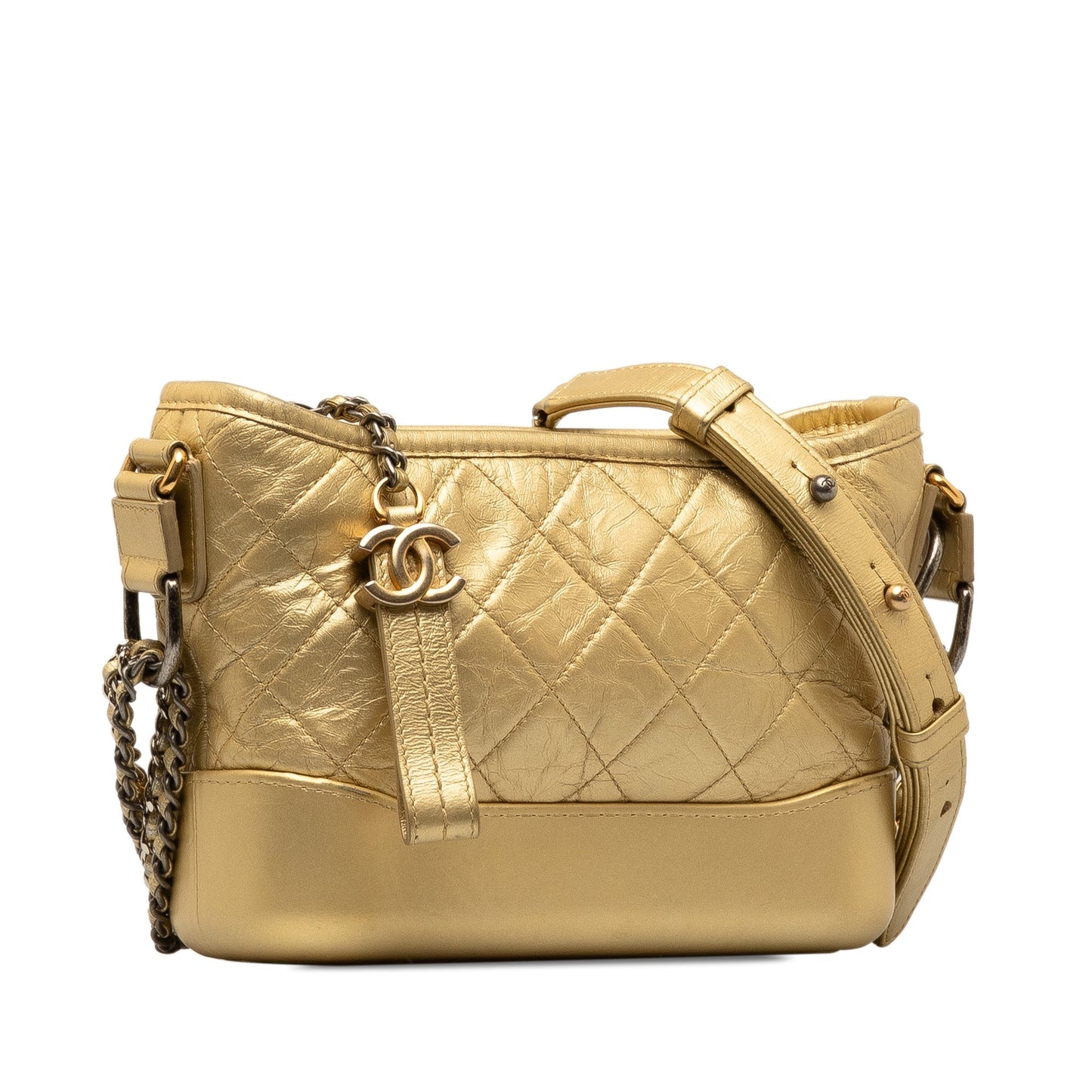Chanel Small Metallic Lambskin Gabrielle Crossbody Gold
