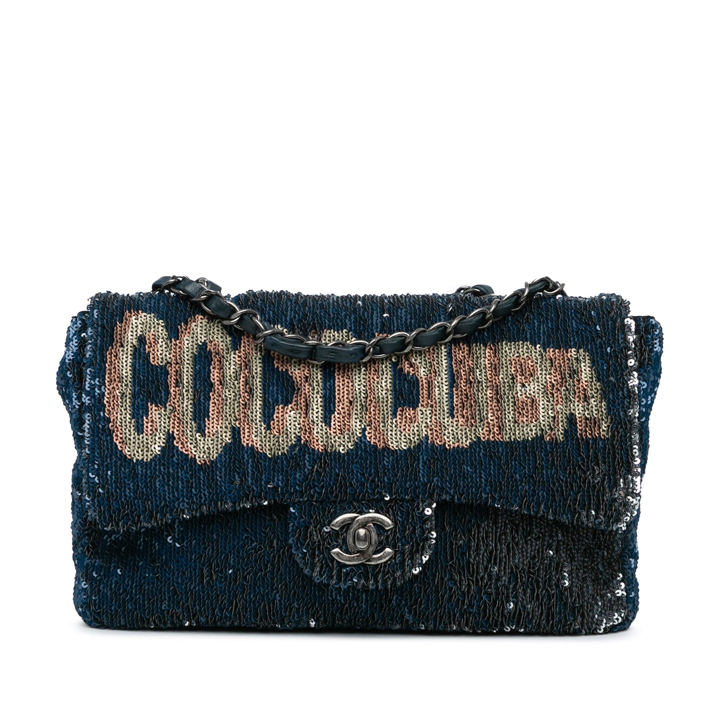 Chanel Paris Cuba Medium Sequin Coco Cuba Single Flap Blue