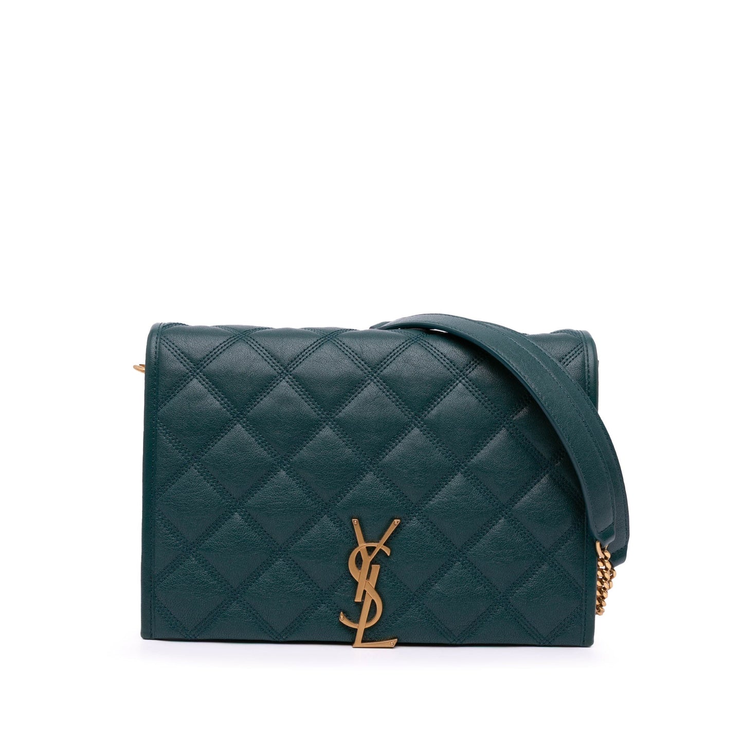 Saint Laurent Small Quilted Lambskin Becky Chain Shoulder Bag Green