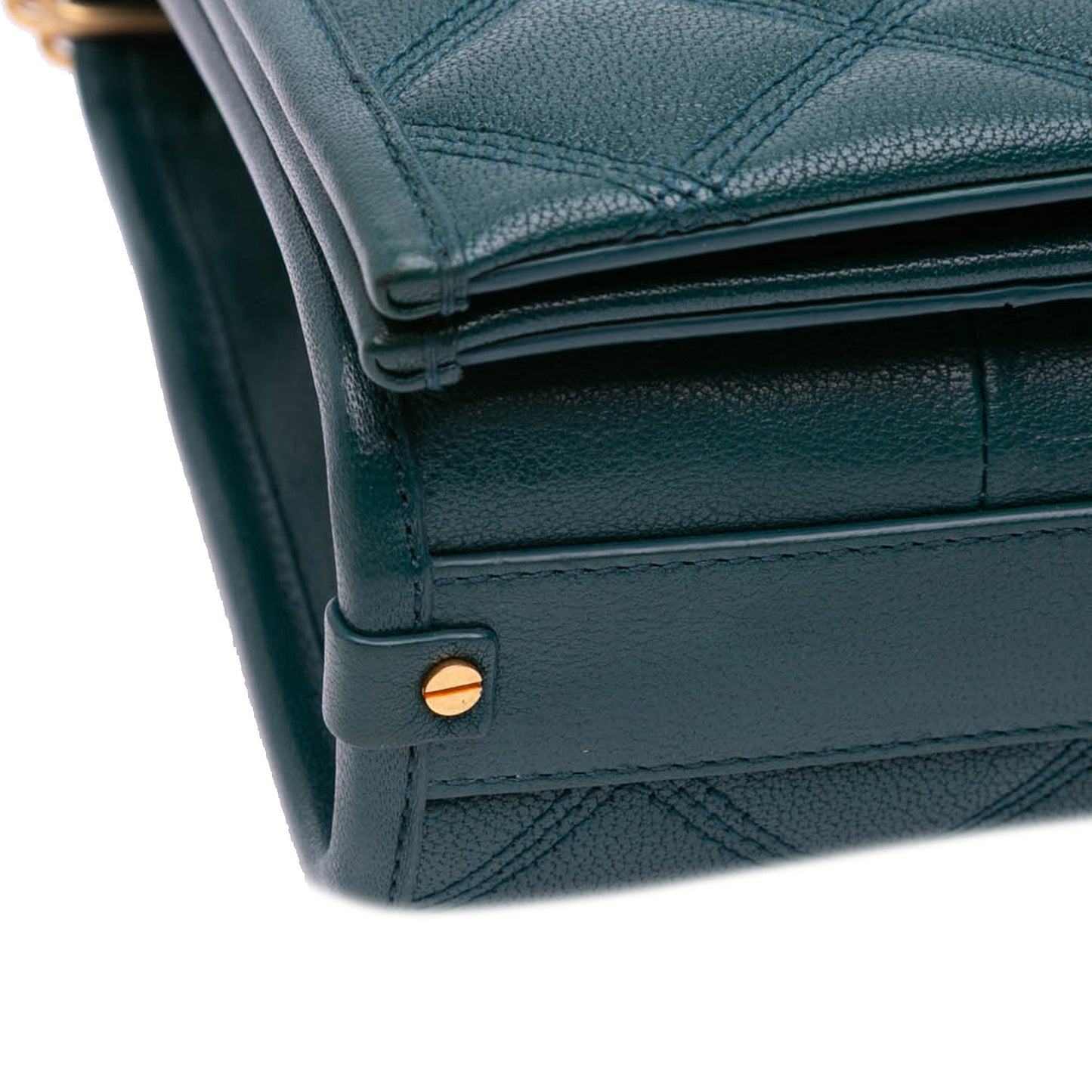Saint Laurent Small Quilted Lambskin Becky Chain Shoulder Bag Green