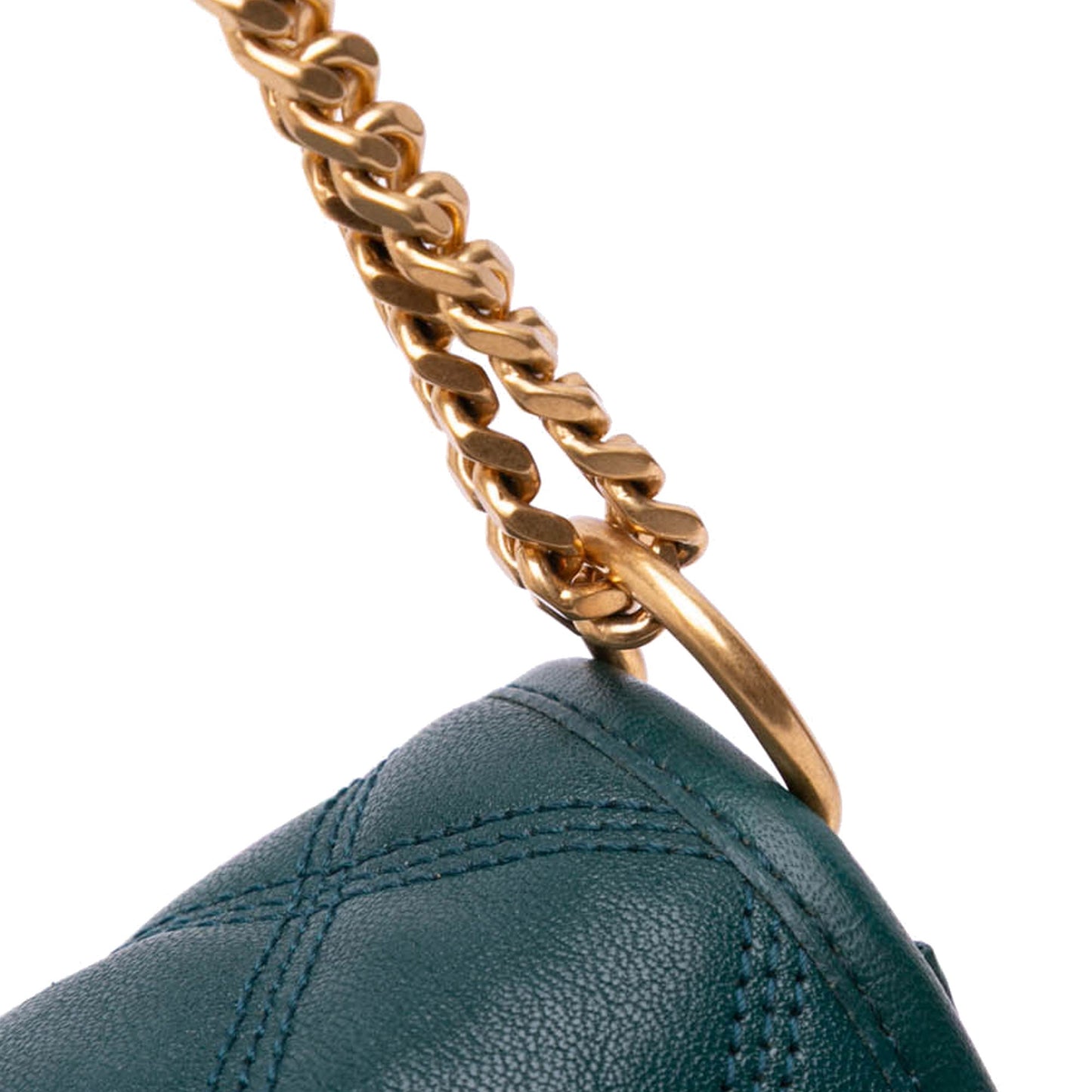 Saint Laurent Small Quilted Lambskin Becky Chain Shoulder Bag Green