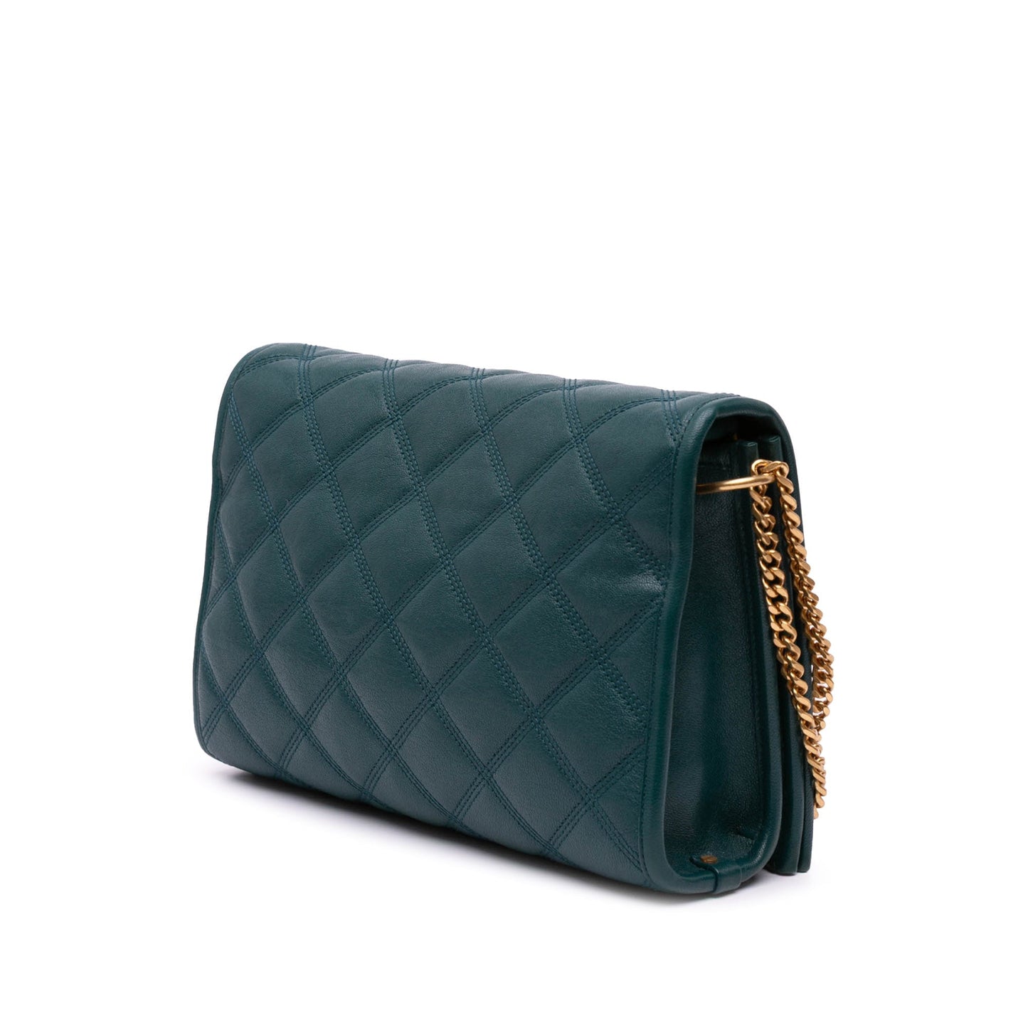 Saint Laurent Small Quilted Lambskin Becky Chain Shoulder Bag Green