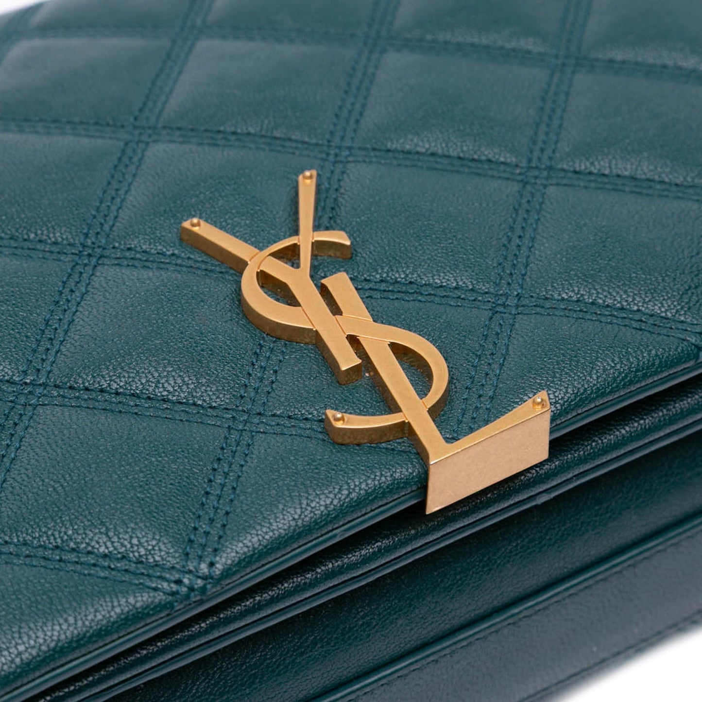 Saint Laurent Small Quilted Lambskin Becky Chain Shoulder Bag Green