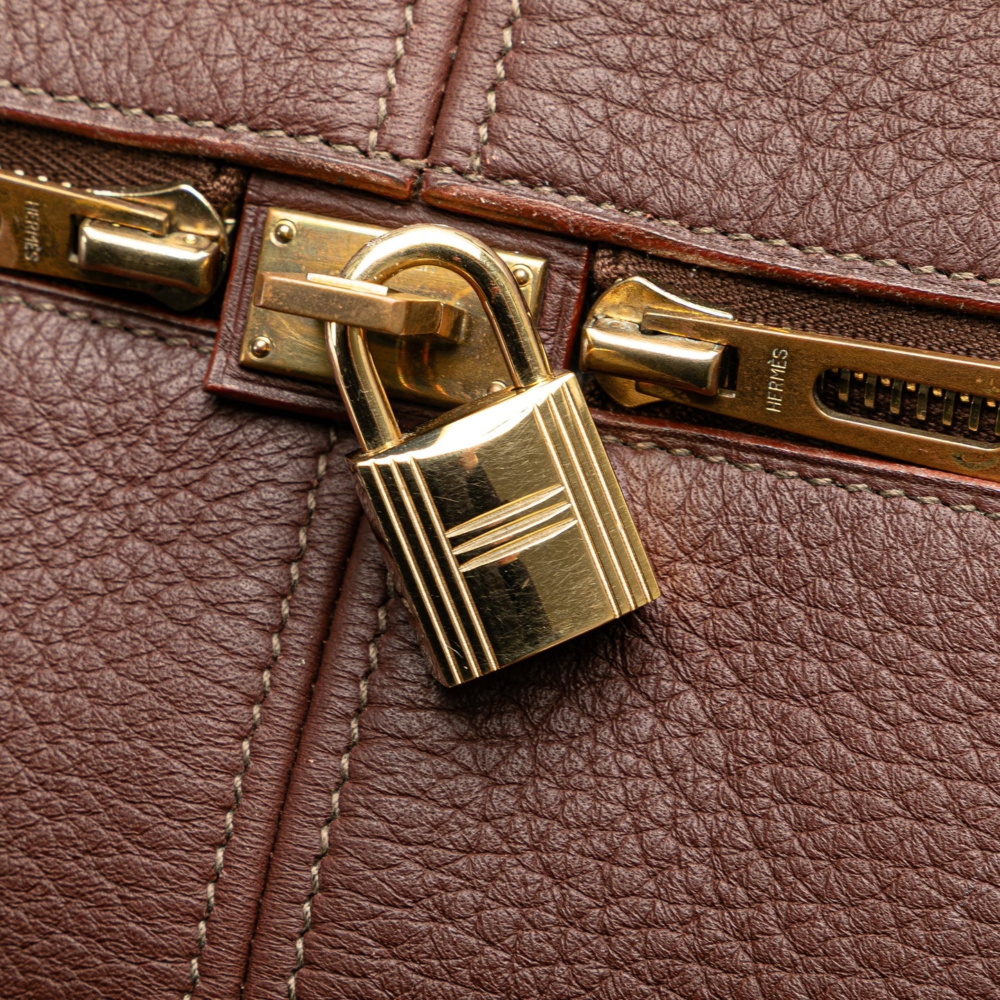 Hermès Toile and Clemence Victoria 43 Brown