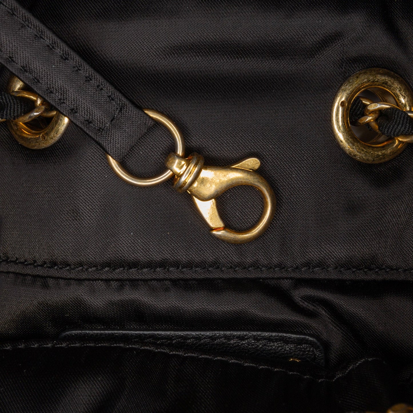 Chanel Quilted Nylon Crystal CC Drawstring Sling Bag Black