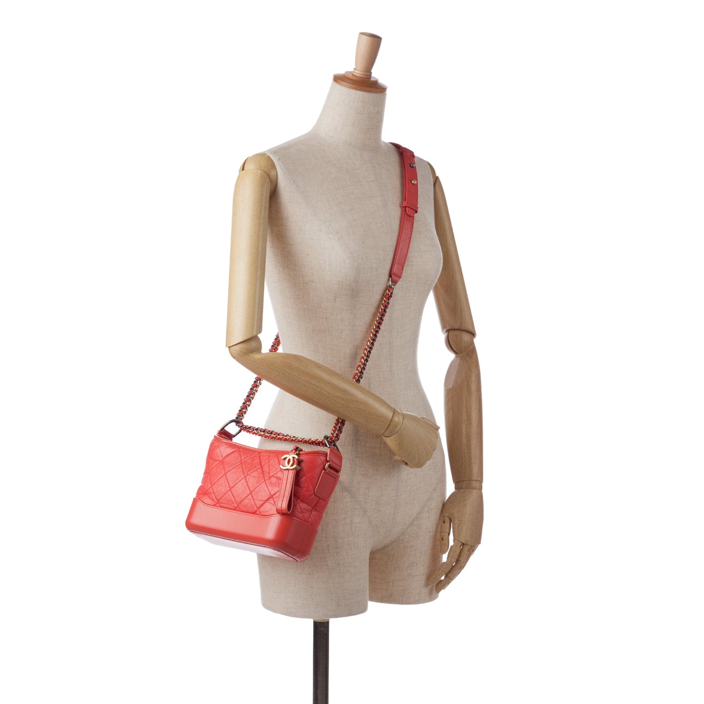 Chanel Small Chevron Lambskin Gabrielle Crossbody Red