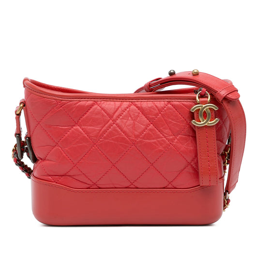 Chanel Small Chevron Lambskin Gabrielle Crossbody Red