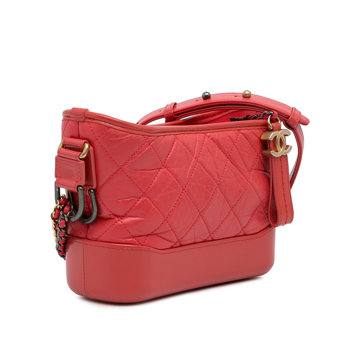 Chanel Small Chevron Lambskin Gabrielle Crossbody Red