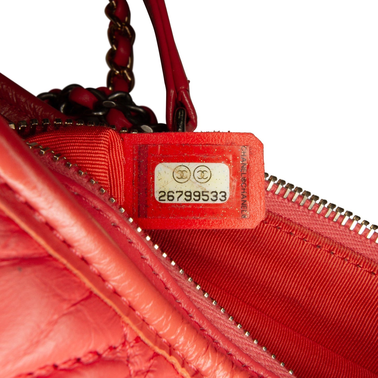 Chanel Small Chevron Lambskin Gabrielle Crossbody Red