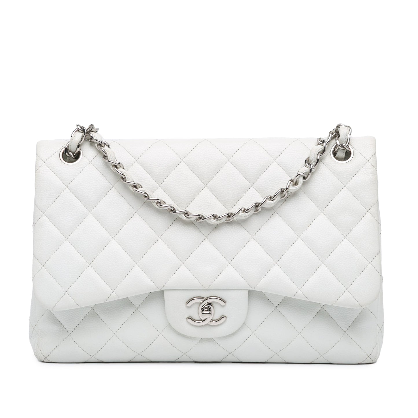 Chanel Jumbo Classic Caviar Double Flap White