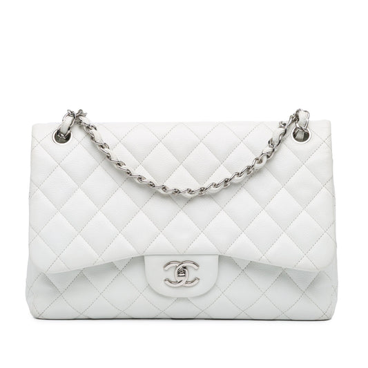 Chanel Jumbo Classic Caviar Double Flap White