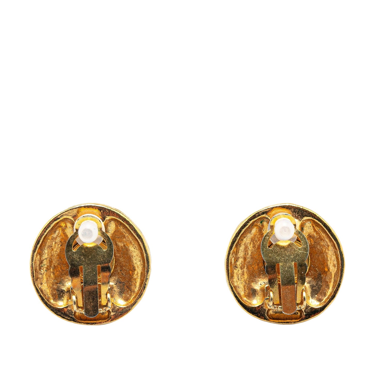 Chanel Gold Plated CC Round Clip on Earrings Gold