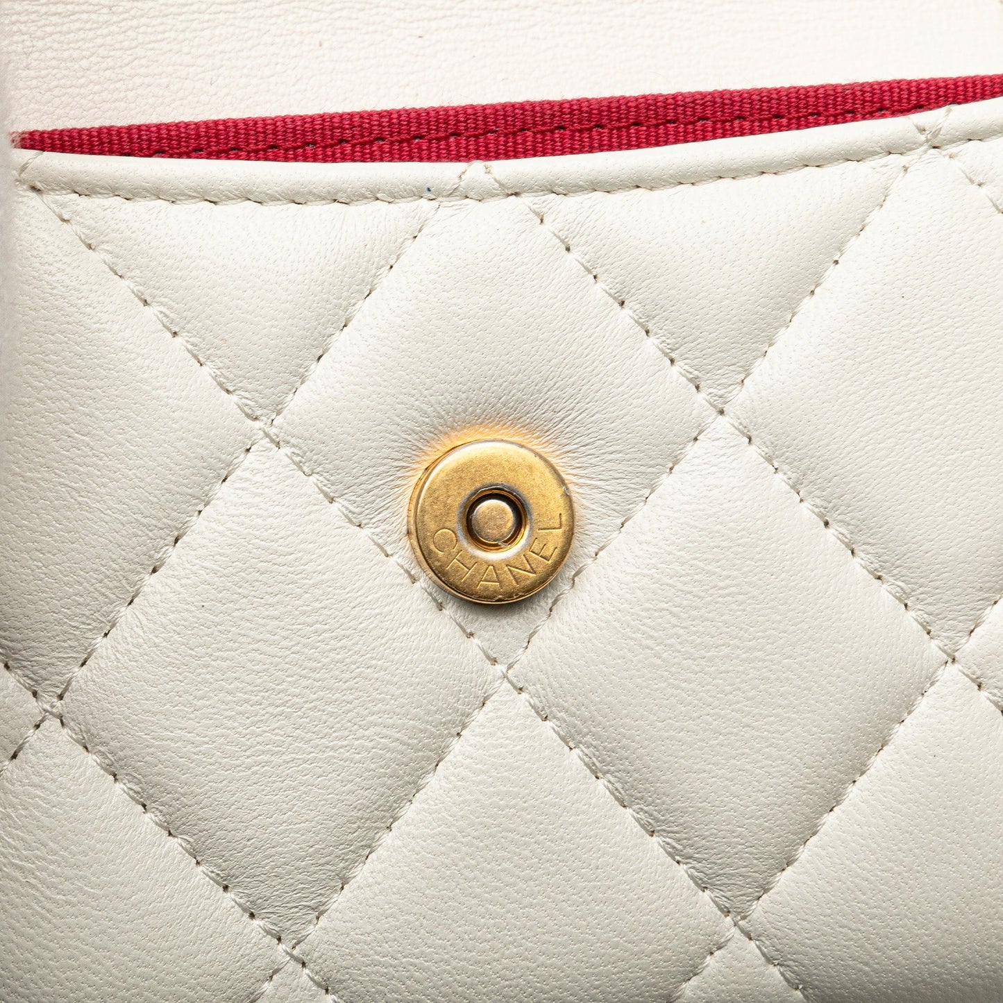 Chanel Quilted Lambskin Coco Love Card Holder On Chain White