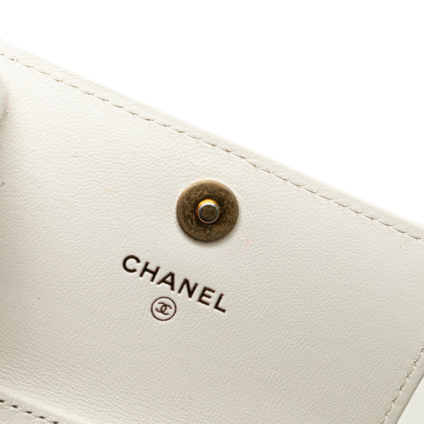 Chanel Quilted Lambskin Coco Love Card Holder On Chain White