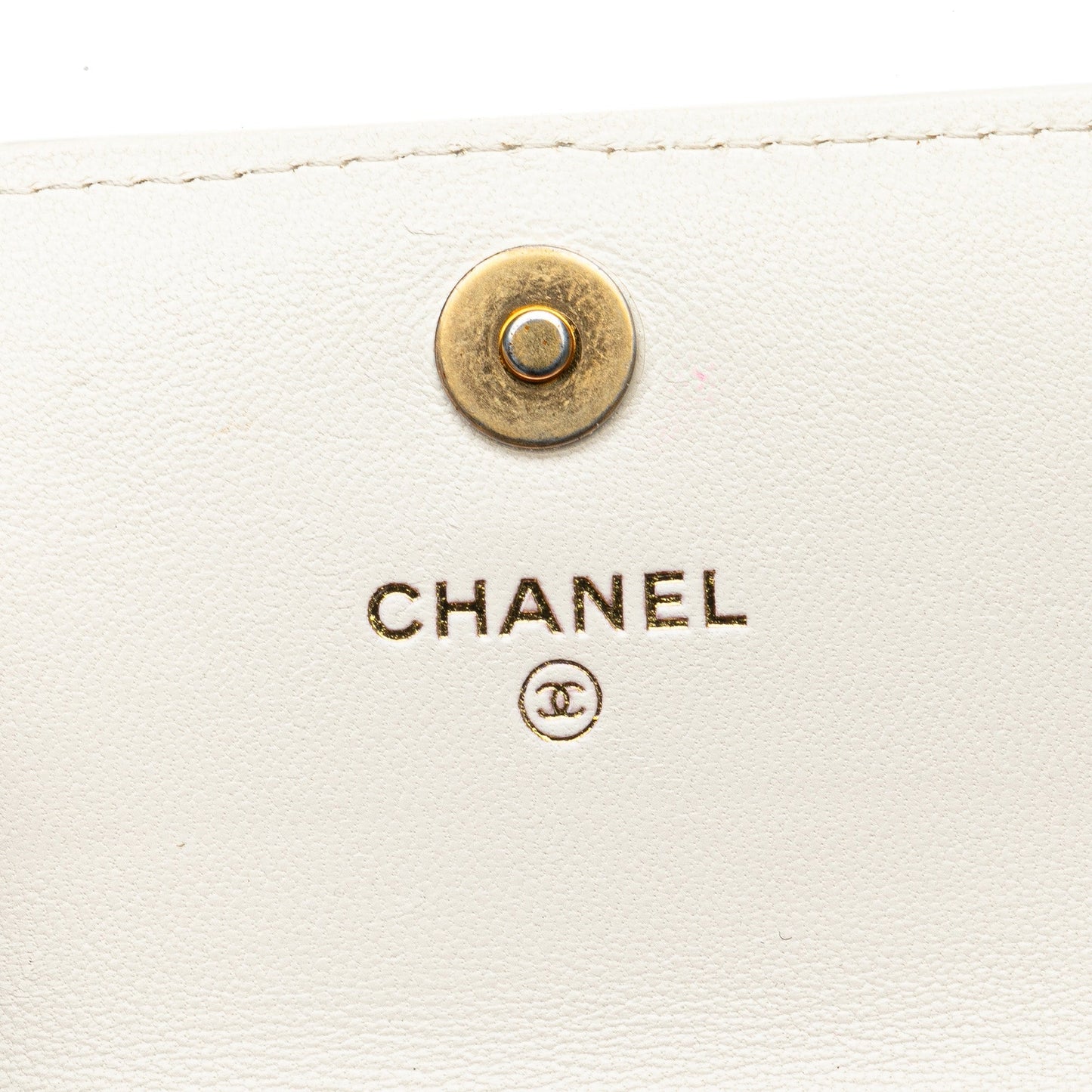 Chanel Quilted Lambskin Coco Love Card Holder On Chain White