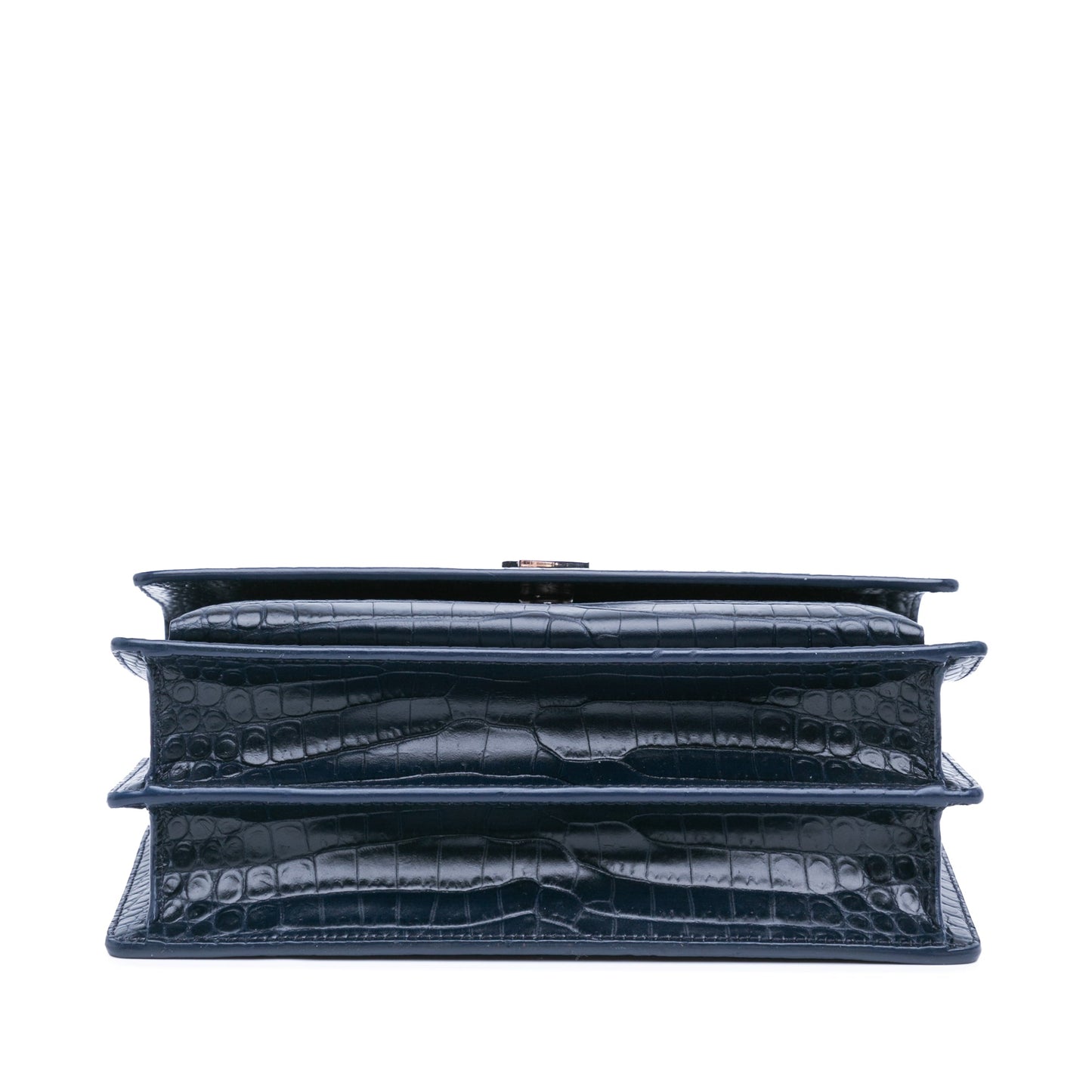 Saint Laurent Medium Croc Embossed Monogram Sunset Bag Blue