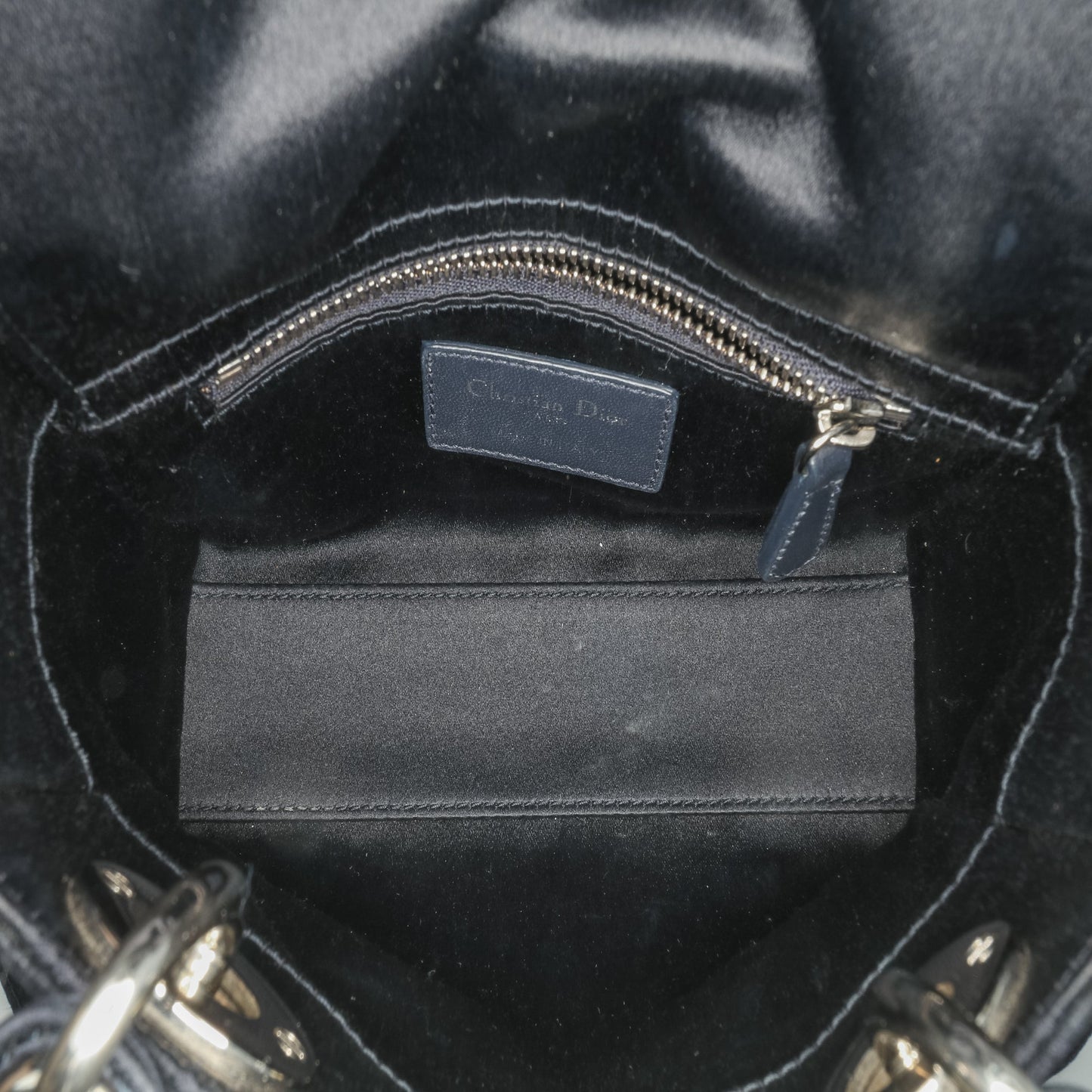 Dior Mini Satin Cannage Strass Crystal Embellished Lady Dior Black