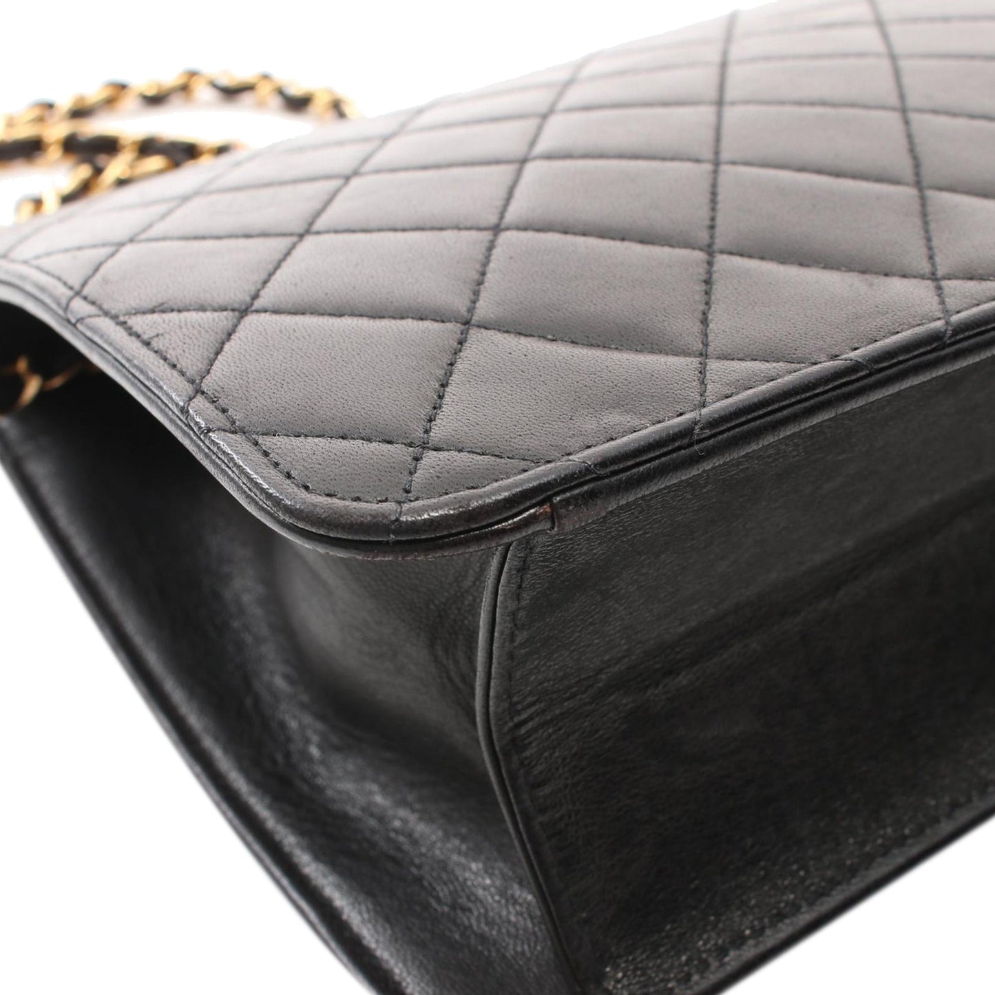 Chanel CC Quilted Lambskin Single Flap Black