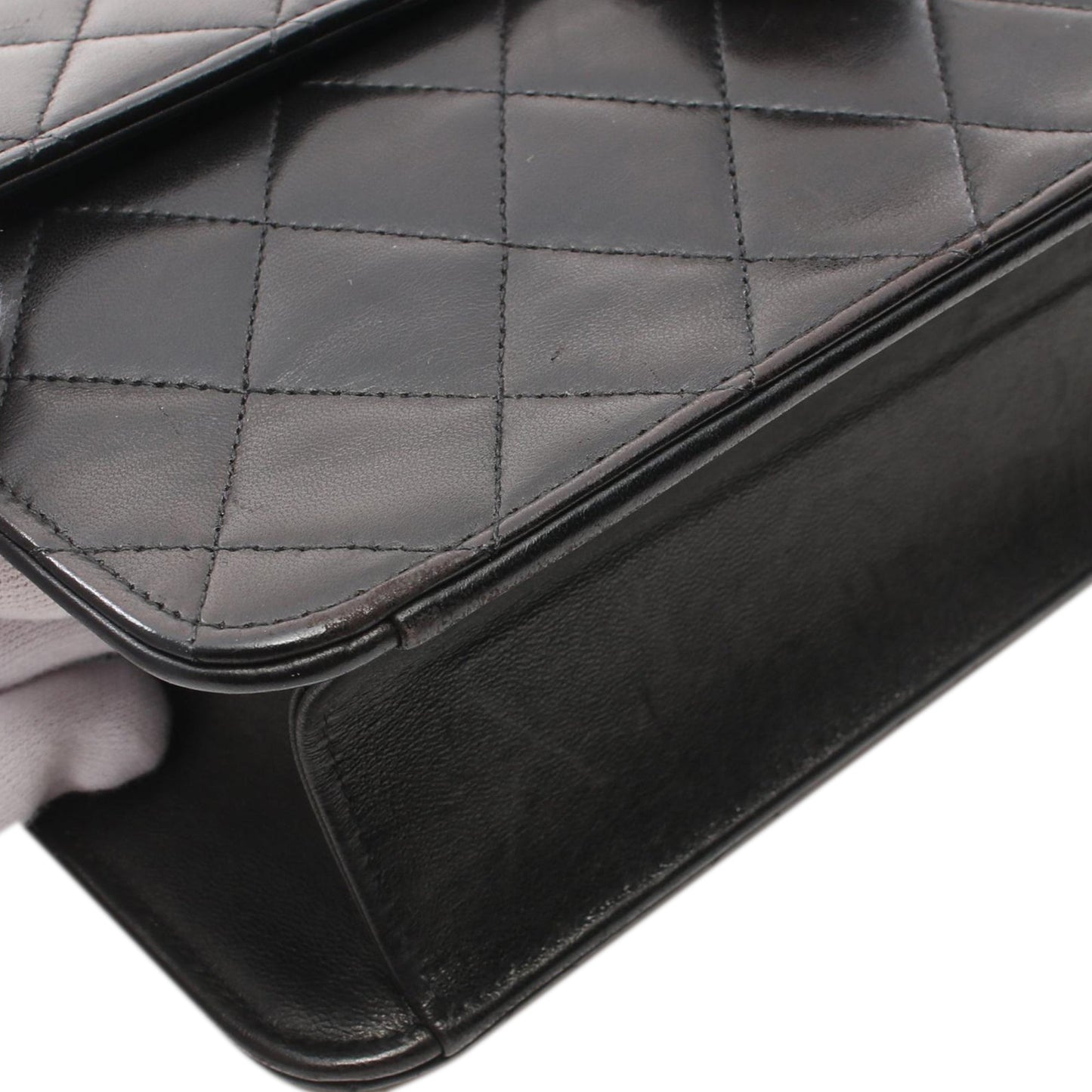 Chanel CC Quilted Lambskin Single Flap Black