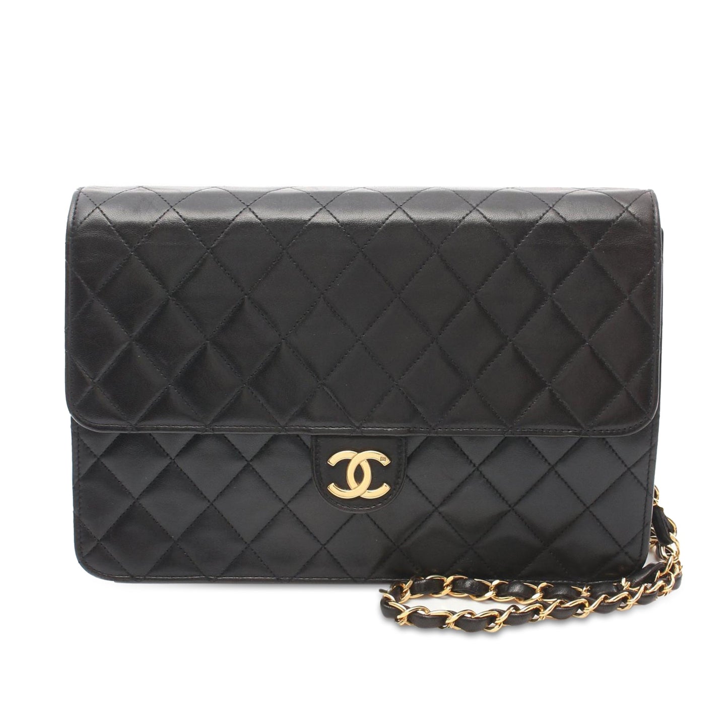 Chanel CC Quilted Lambskin Single Flap Black