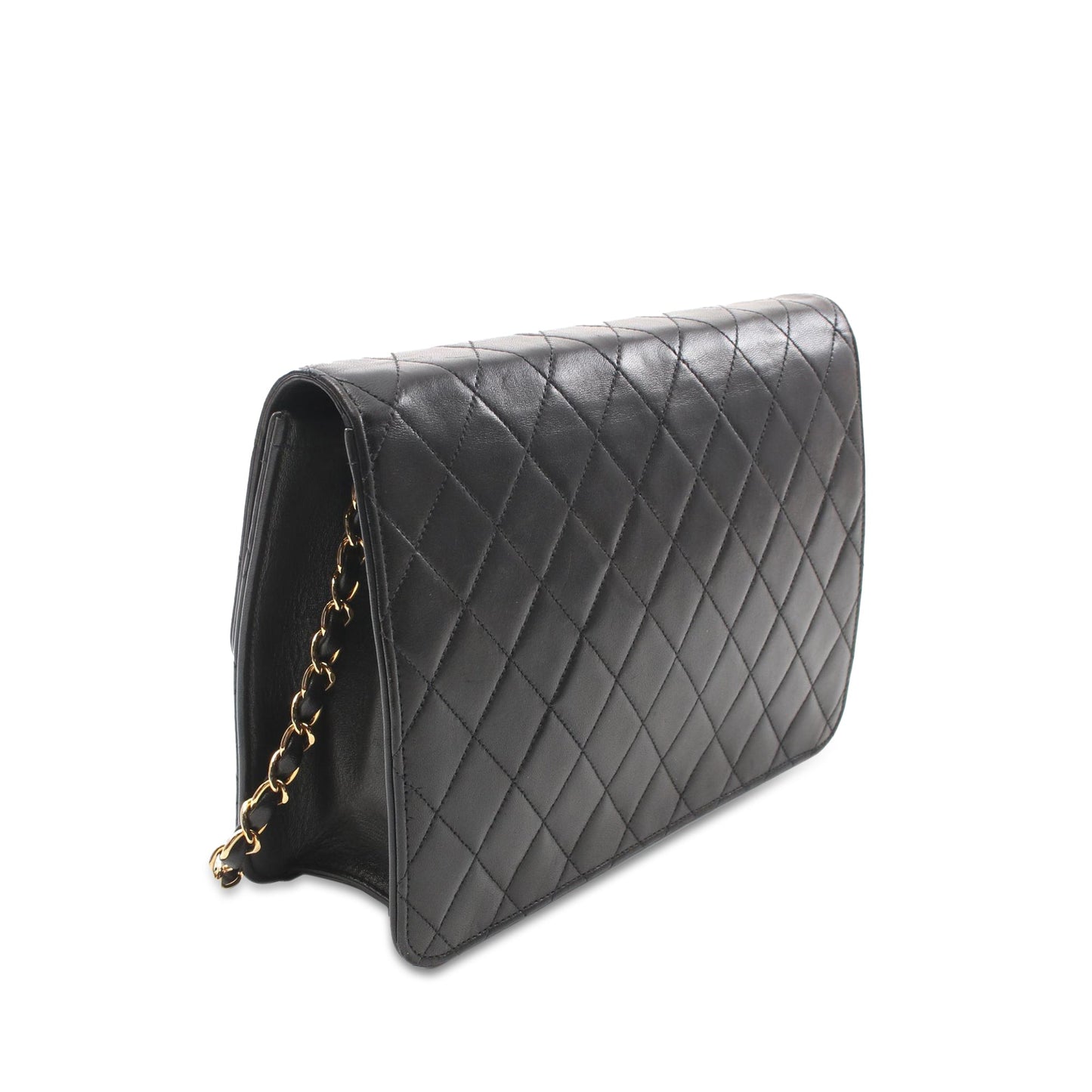Chanel CC Quilted Lambskin Single Flap Black