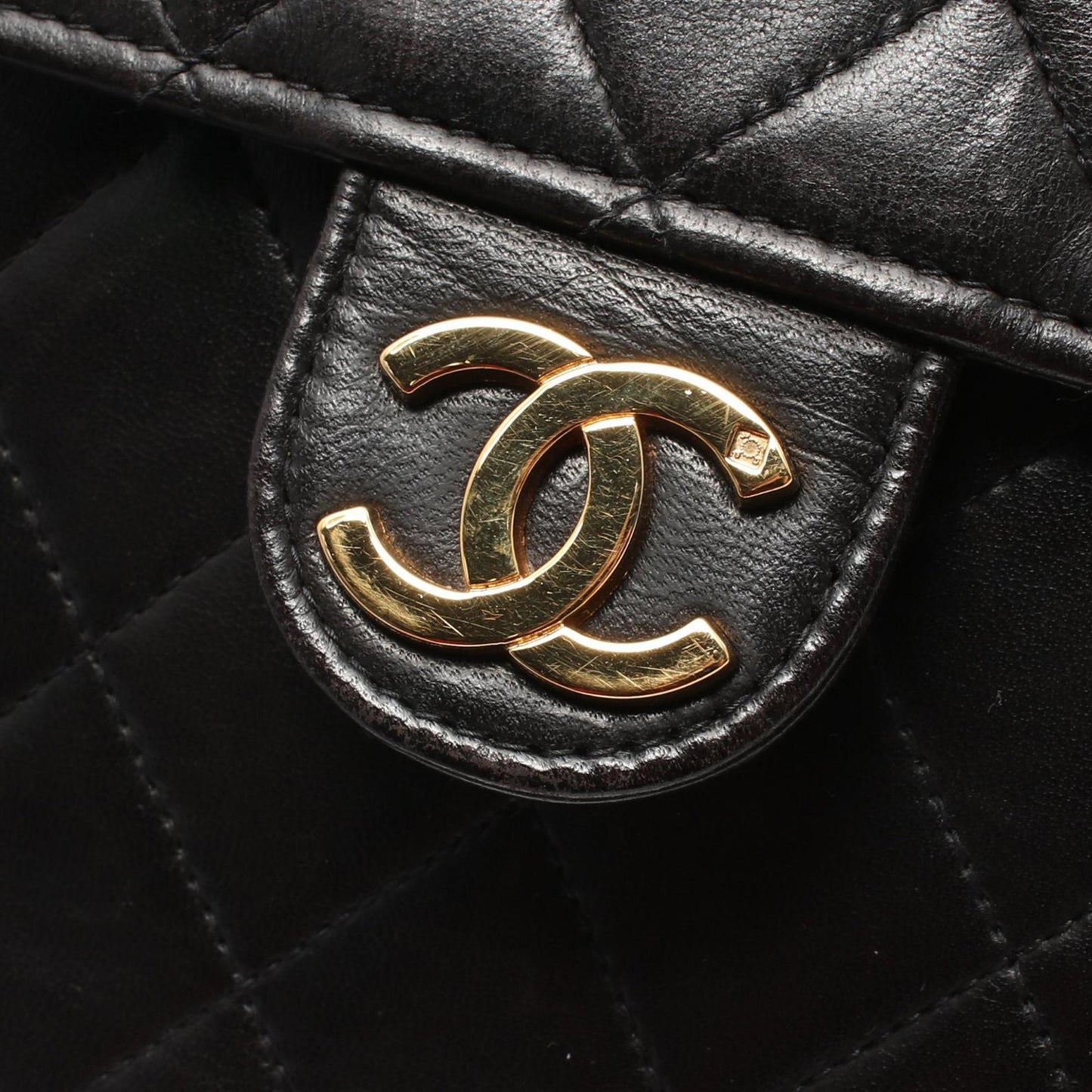 Chanel CC Quilted Lambskin Single Flap Black