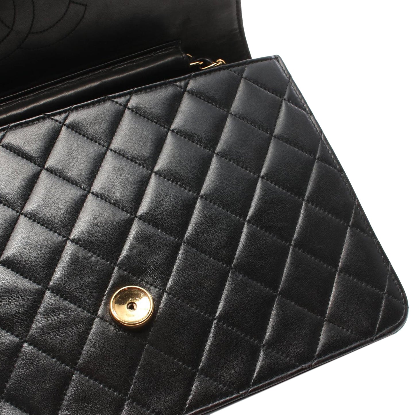 Chanel CC Quilted Lambskin Single Flap Black