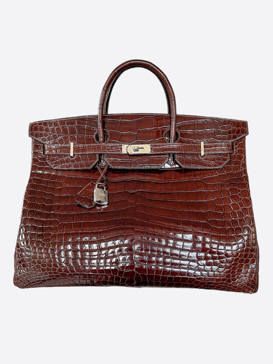 Hermes Brown Crocodile Birkin 50