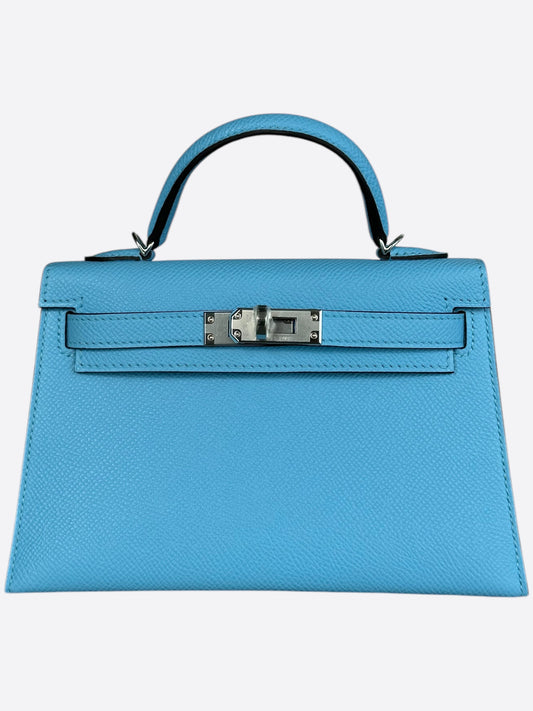 Hermes Blue Celeste Epsom Mini Kelly
