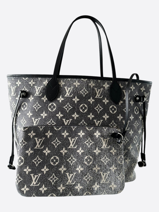 Louis Vuitton Grey & White Denim Monogram Neverfull MM