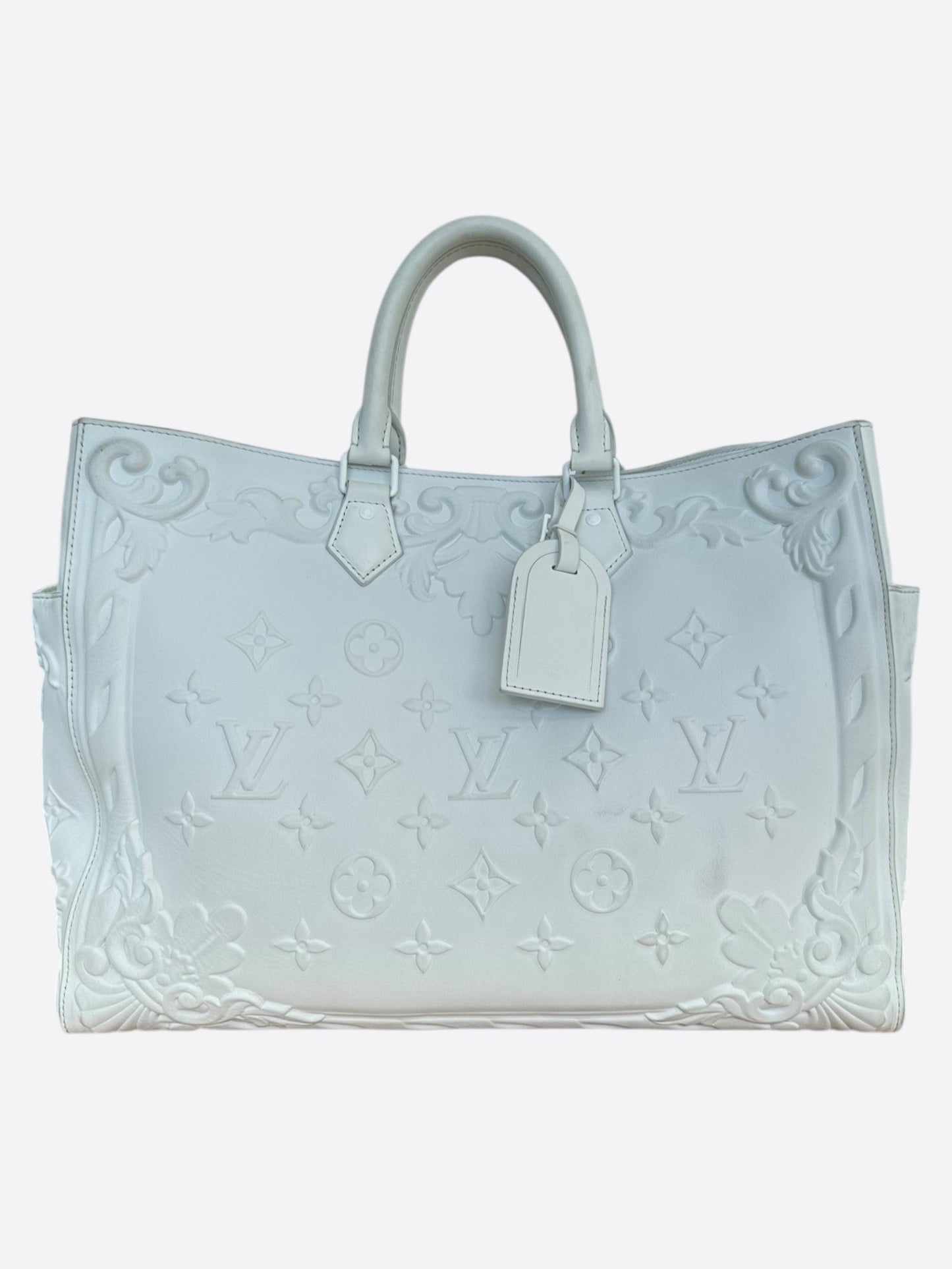Louis Vuitton White Ornament Monogram Sac Plat 24H Tote Bag