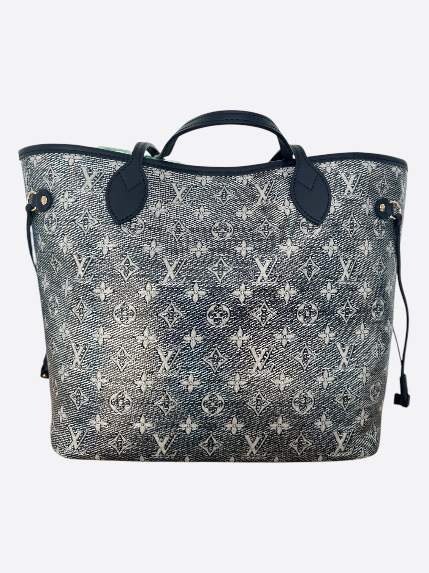Louis Vuitton Navy & White Iridescent Monogram Neverfull MM