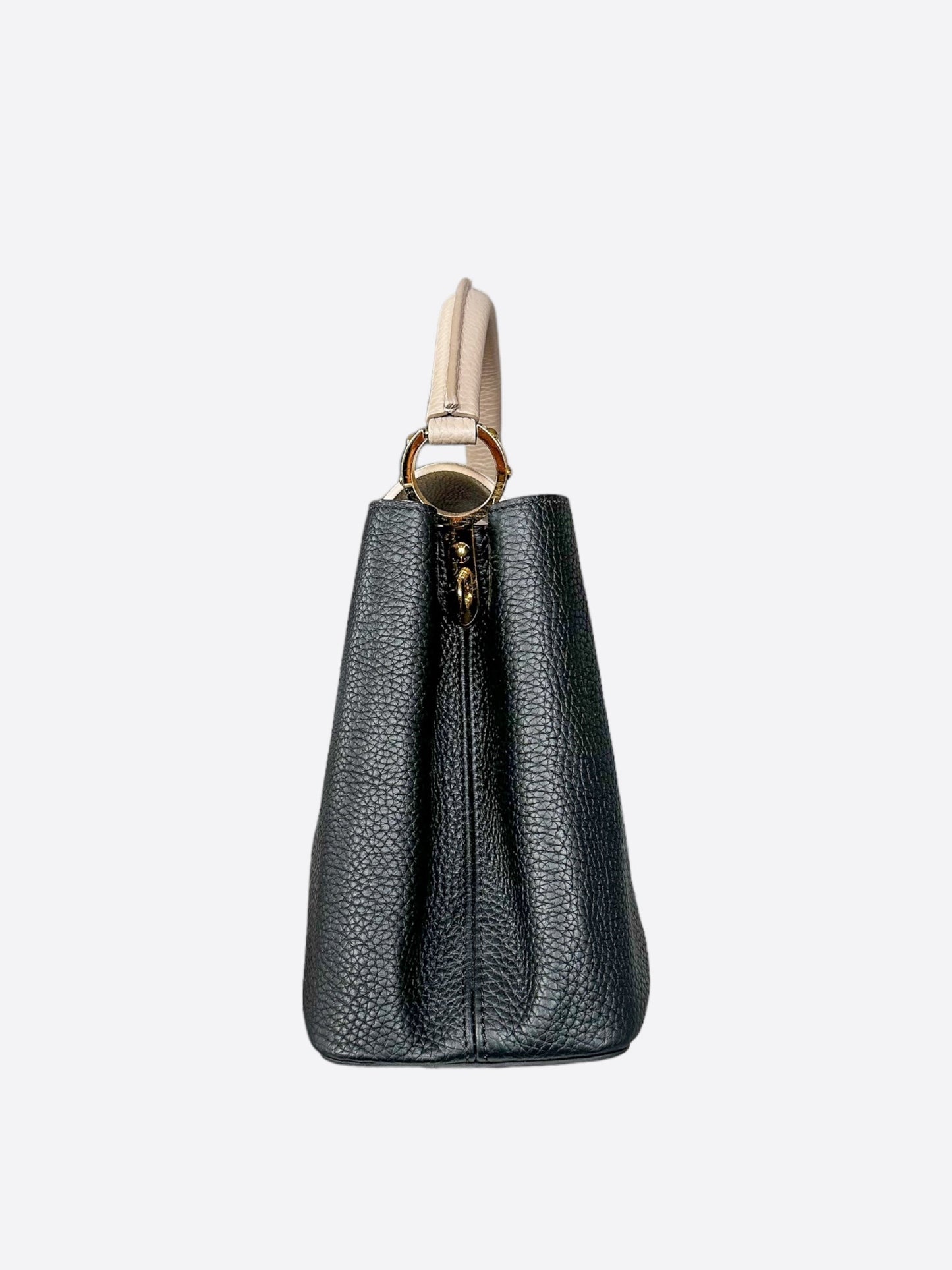 Louis Vuitton Black & Beige Capucines MM