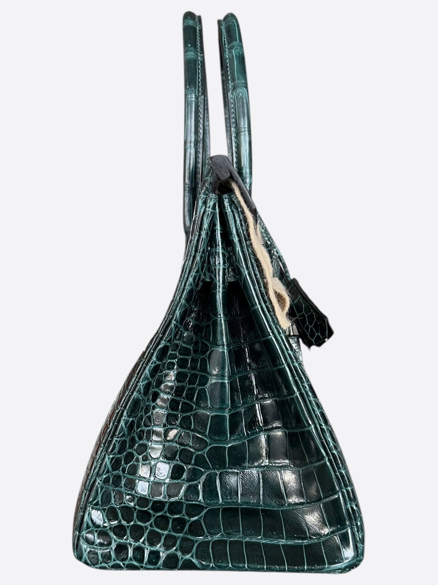 Hermes Vert Green Shiny Porous Crocodile Birkin 30