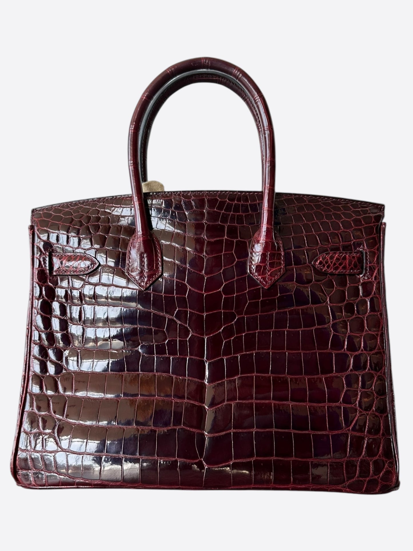 Hermes Bordeaux Shiny Porosus Crocodile Birkin 30