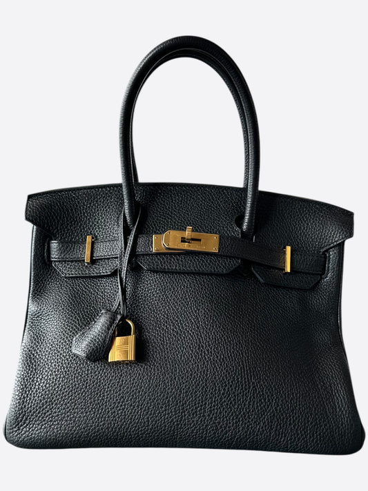 Hermes Black Noir Gold Togo Birkin 30