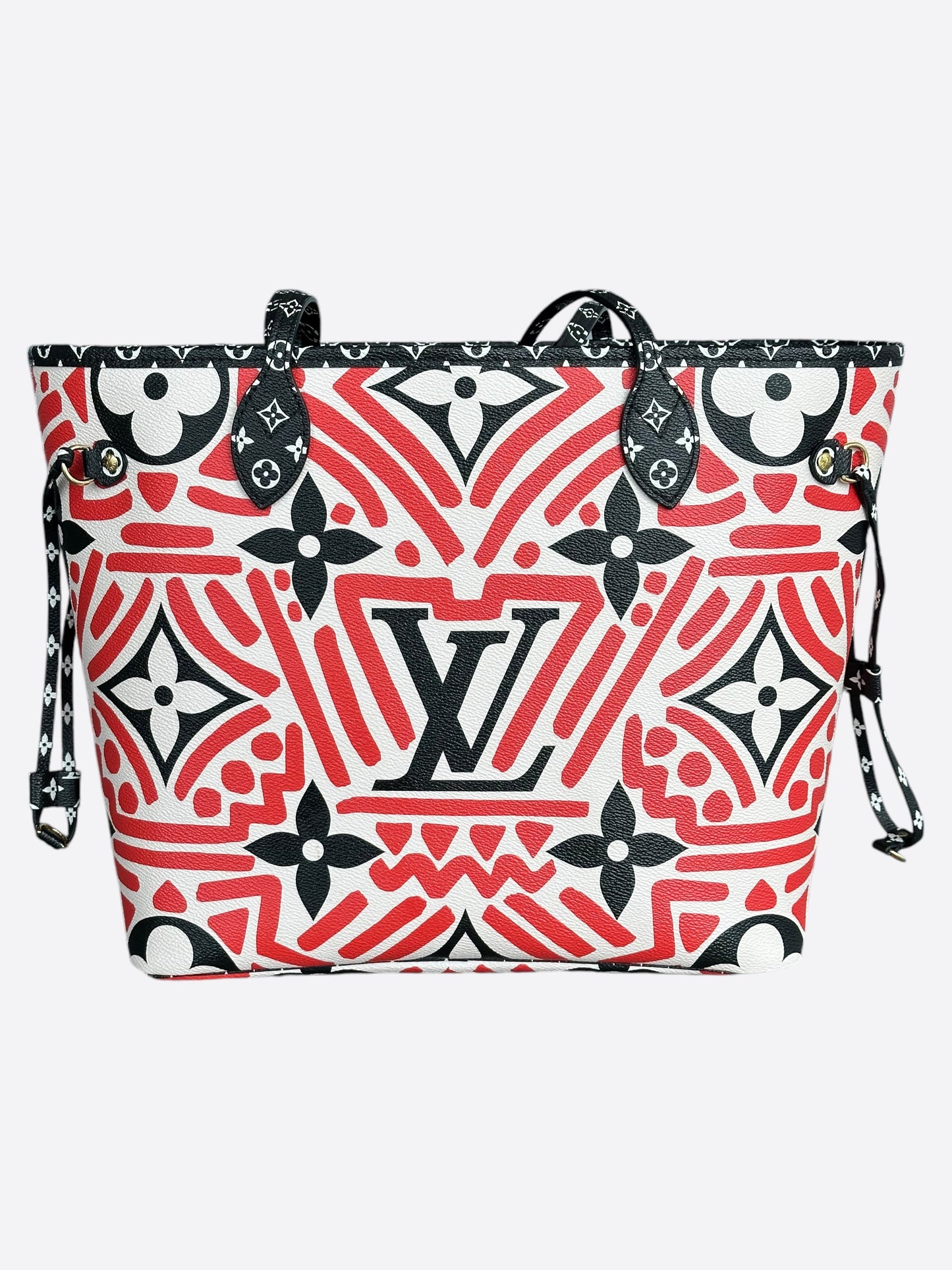 Louis Vuitton Cream & Red Crafty Monogram Neverfull MM