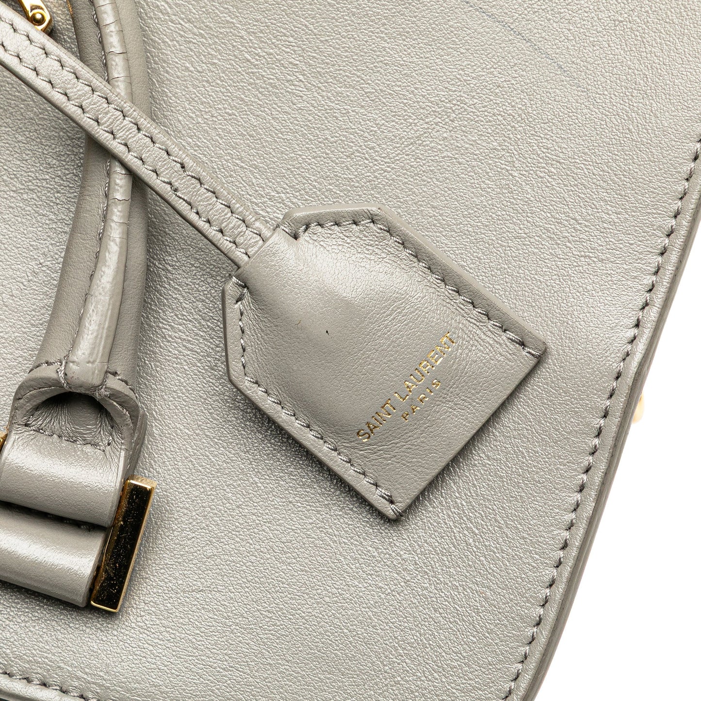 Saint Laurent Baby Leather Monogram Cabas Satchel Gray