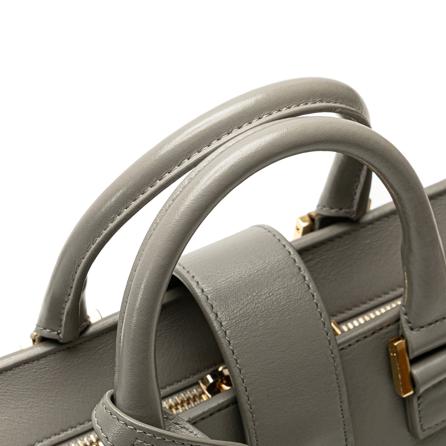 Saint Laurent Baby Leather Monogram Cabas Satchel Gray