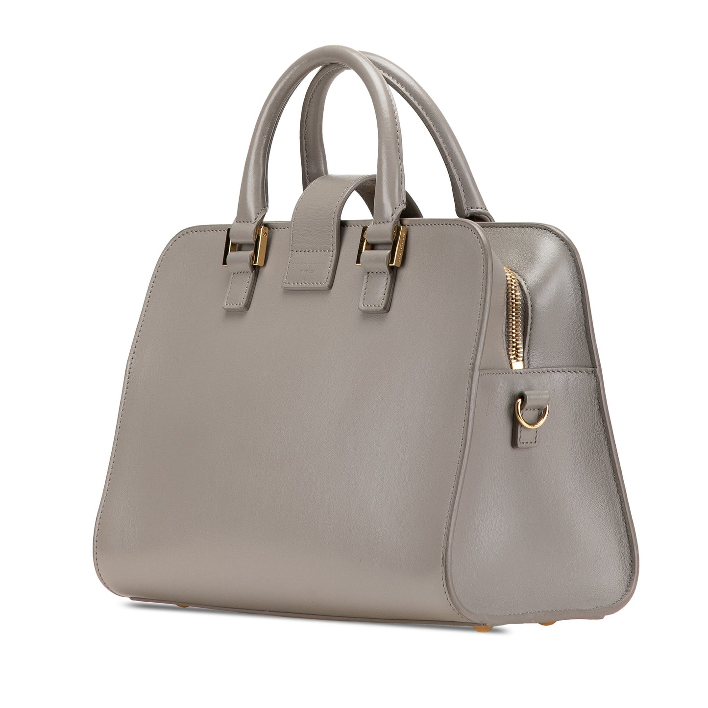 Saint Laurent Baby Leather Monogram Cabas Satchel Gray