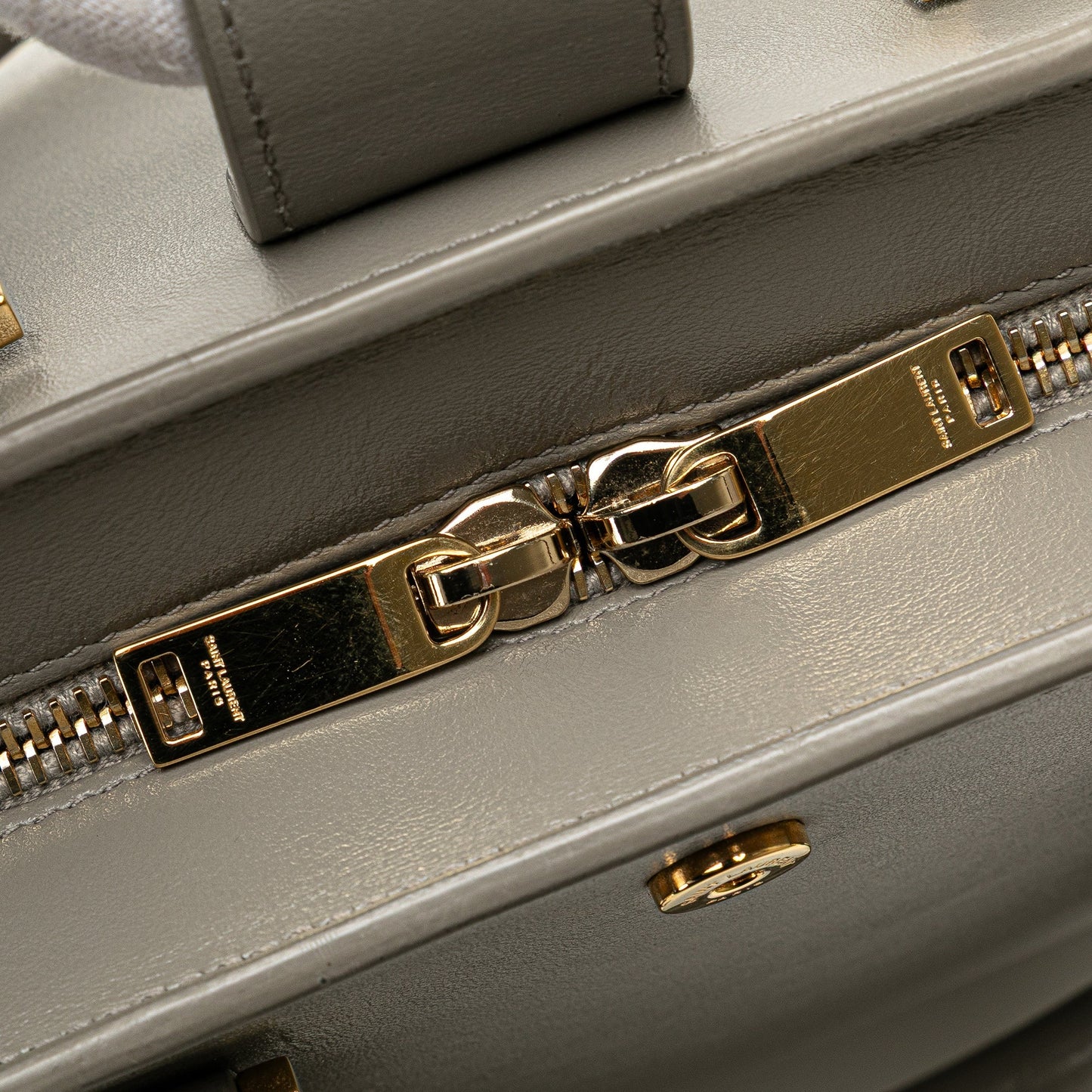 Saint Laurent Baby Leather Monogram Cabas Satchel Gray
