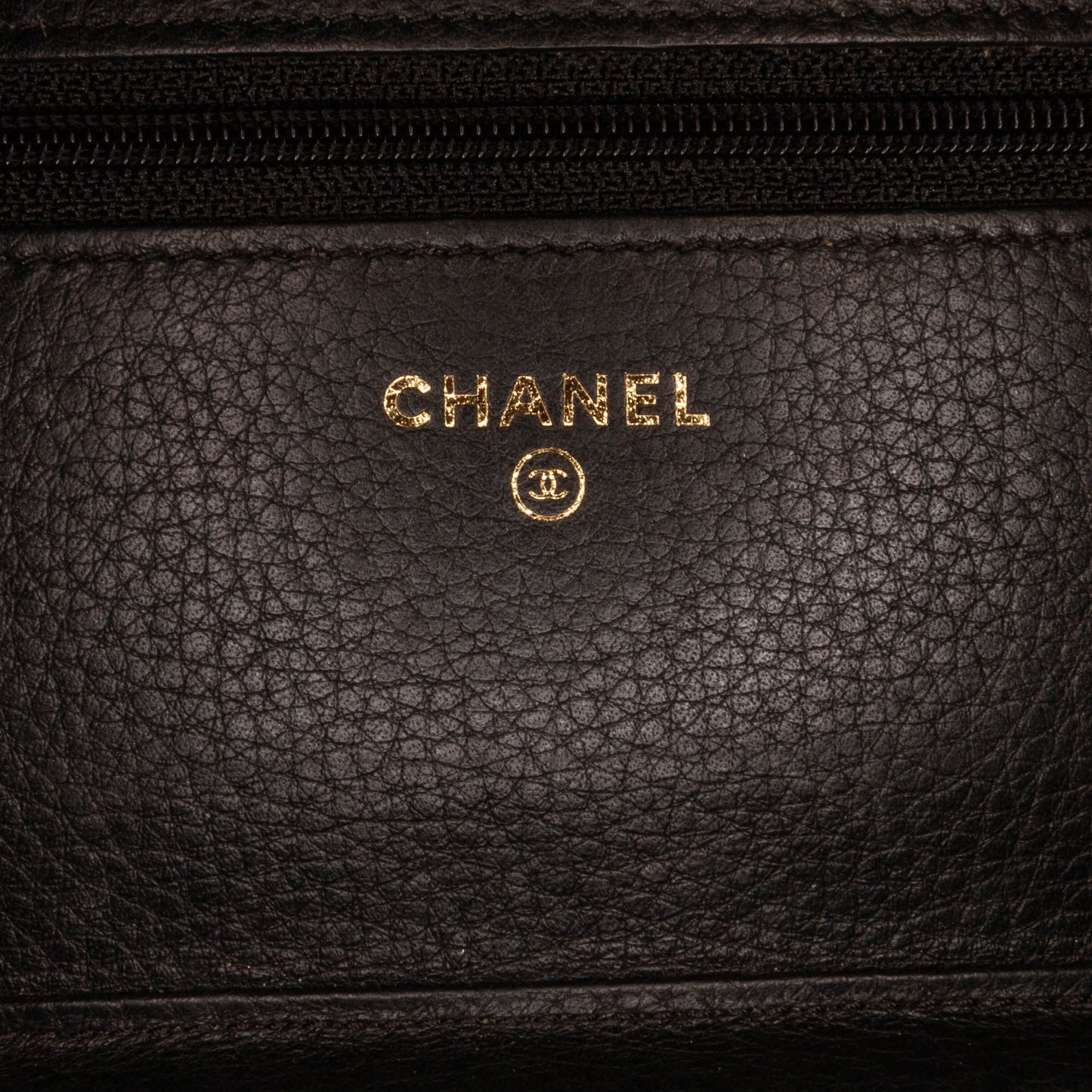 Chanel Studded Leather Wallet on Chain Black