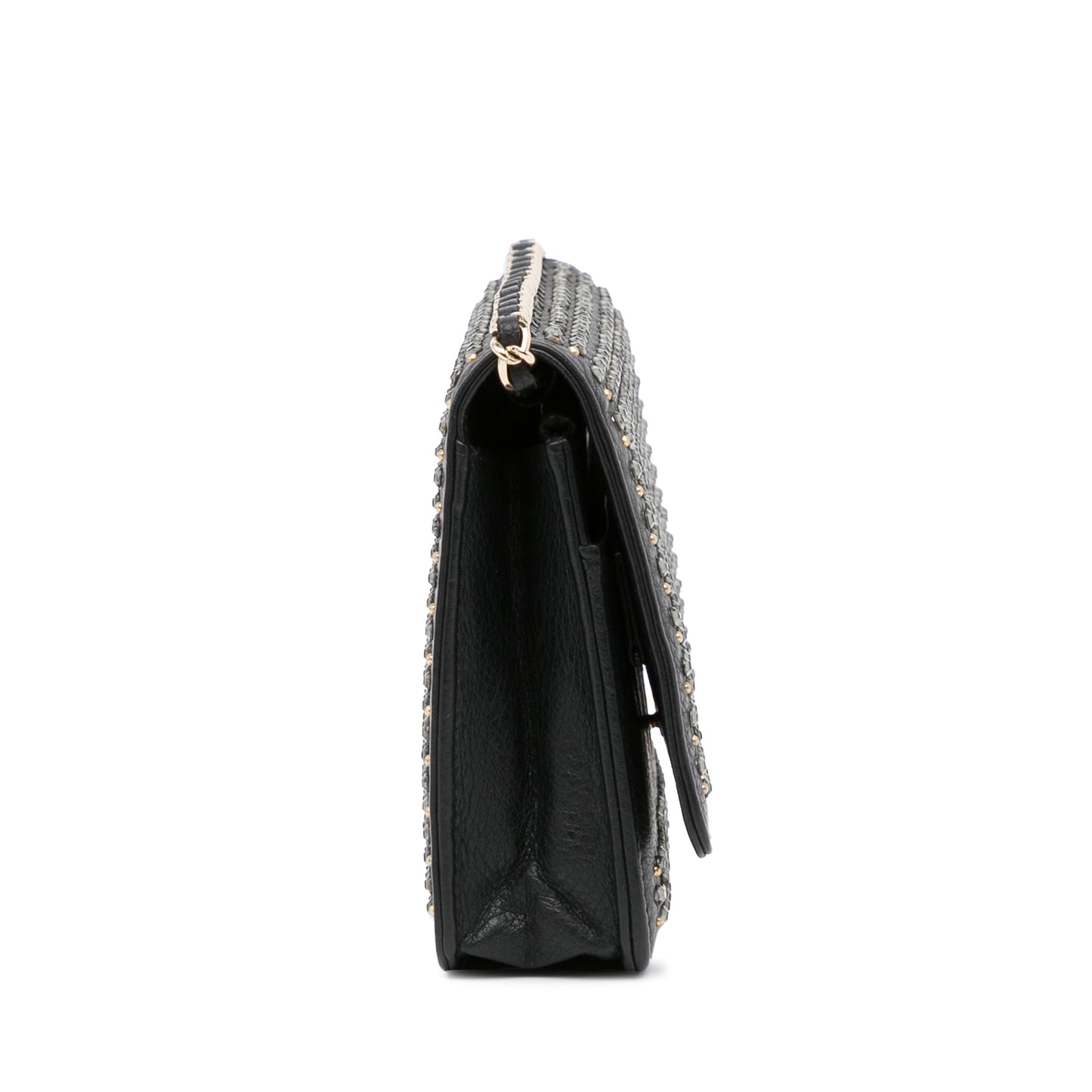 Chanel Studded Leather Wallet on Chain Black
