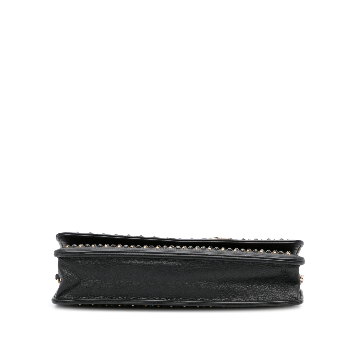 Chanel Studded Leather Wallet on Chain Black