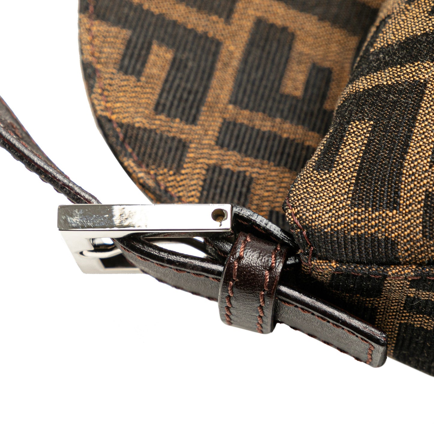 Fendi Zucca Canvas Double Flap Shoulder Bag Brown